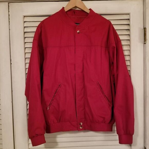 Vintage Haband Red Bomber Jacket L - Picture 1 of 8